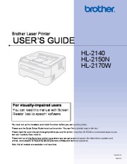 Brother HL-2140 HL-2150N HL-2170W Laser Printer Users Guide page 1
