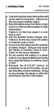 Toshiba TEC B-210 EM1-33043D Portable Printer Owners Manual page 12