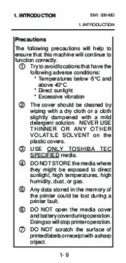 Toshiba TEC B-210 EM1-33043D Portable Printer Owners Manual page 13