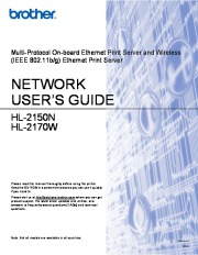 Brother Wireless Ethernet Print Server Users Guide HL-2150N HL-2170W User Guide page 1